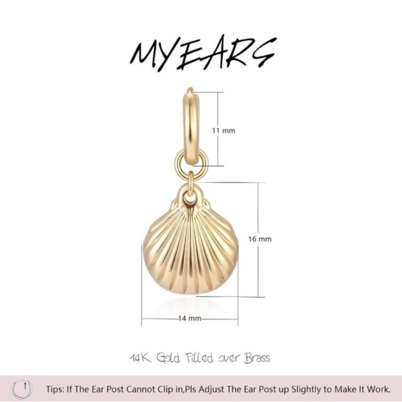 Women Clam Shell Earrings Gold Hoop 14k Gold Plated Summer Beach Jewelry Gift - Picture 4 of 5